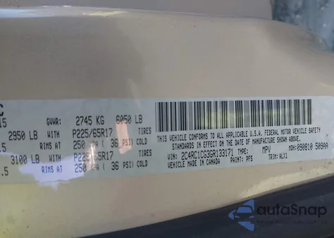 2016 Chrysler Town & Country Touring L z USA, uszkodzony, nr VIN 2C4RC1CG3GR133171